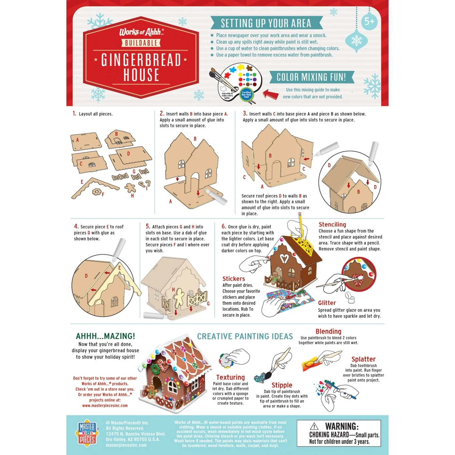 Holiday Craft Kit - Buildable Gingerbread House Wood Paint Kit - Image 4