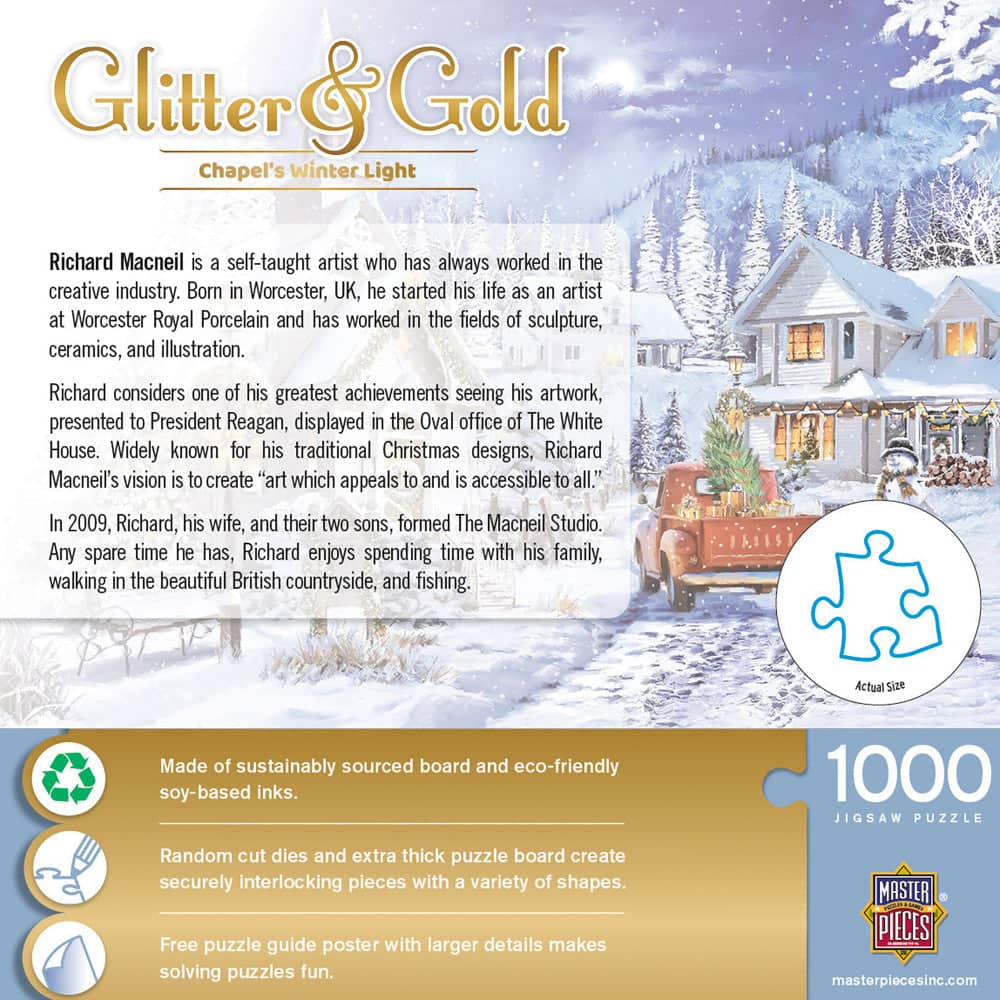Glitter & Gold - Chapel's Winter Light 1000 Piece Jigsaw Puzzle - Image 3