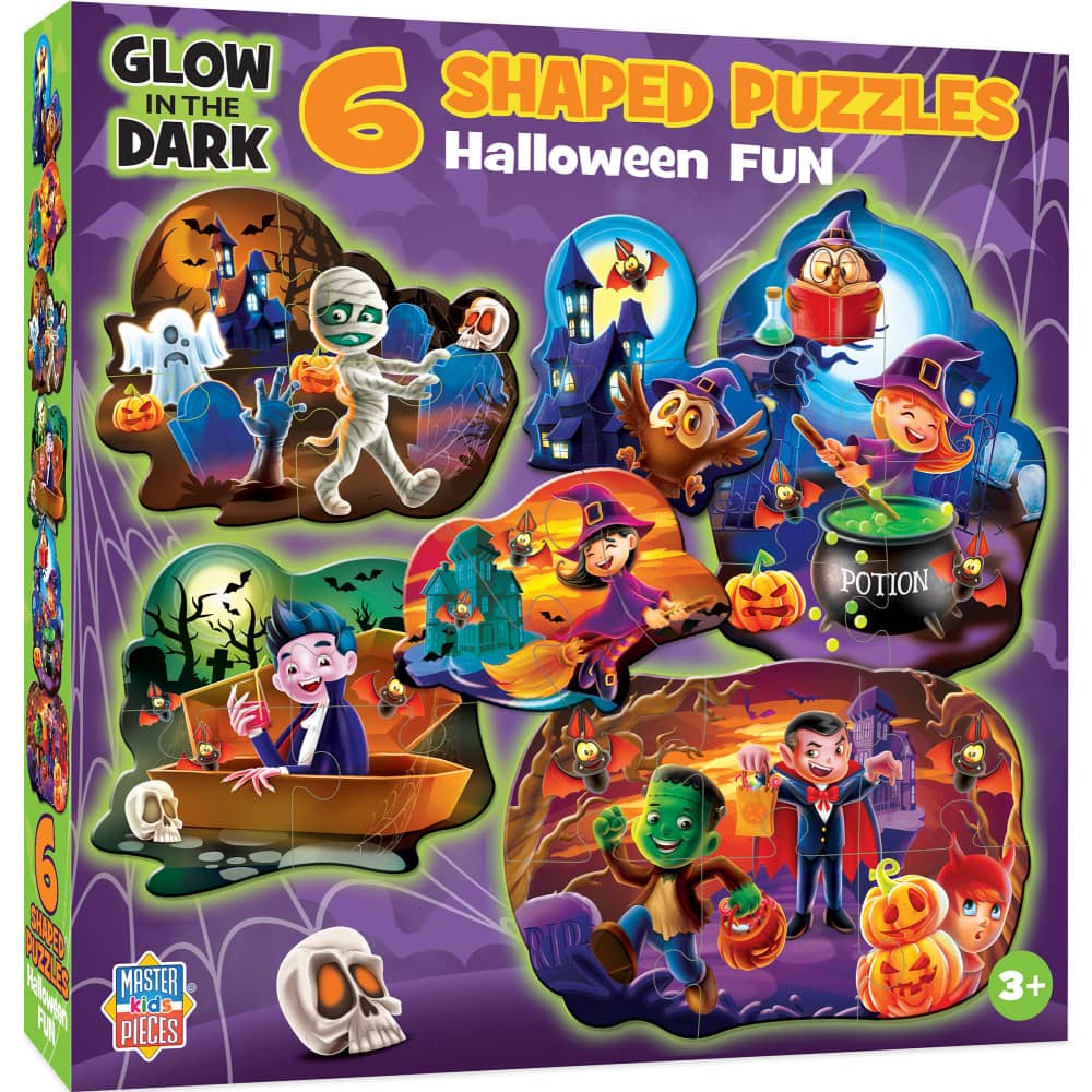 Glow in the Dark - Halloween Fun 6-Pack Mini Shaped Jigsaw Puzzles