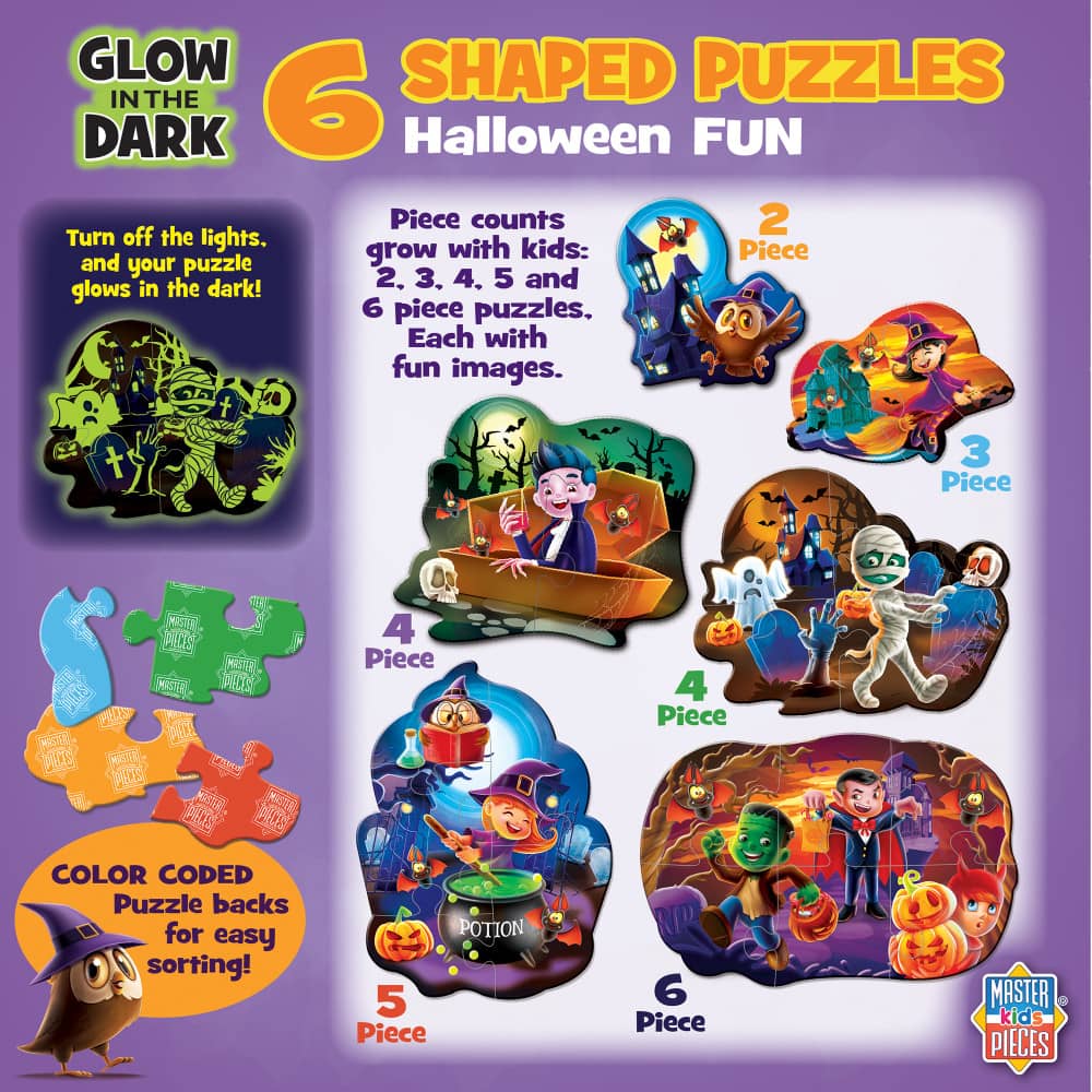 Glow in the Dark - Halloween Fun 6-Pack Mini Shaped Jigsaw Puzzles - Image 3