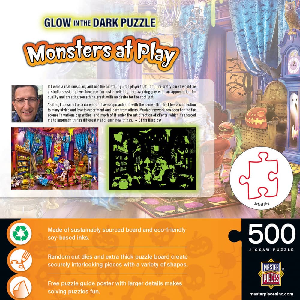 Glow in the Dark - Monsters at Play 500 Piece Jigsaw Puzzle - Image 3