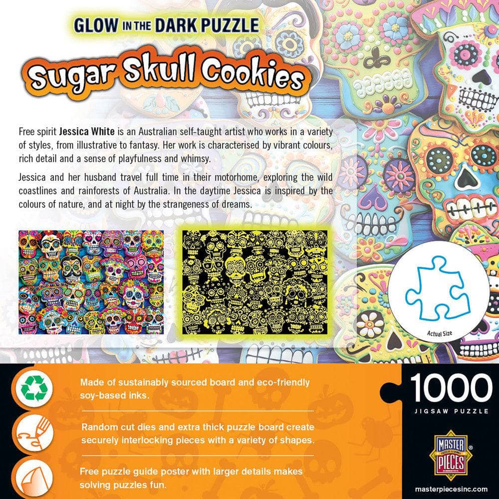 Glow in the Dark - Sugar Skull Cookies 1000 Piece Jigsaw Puzzle - Image 3