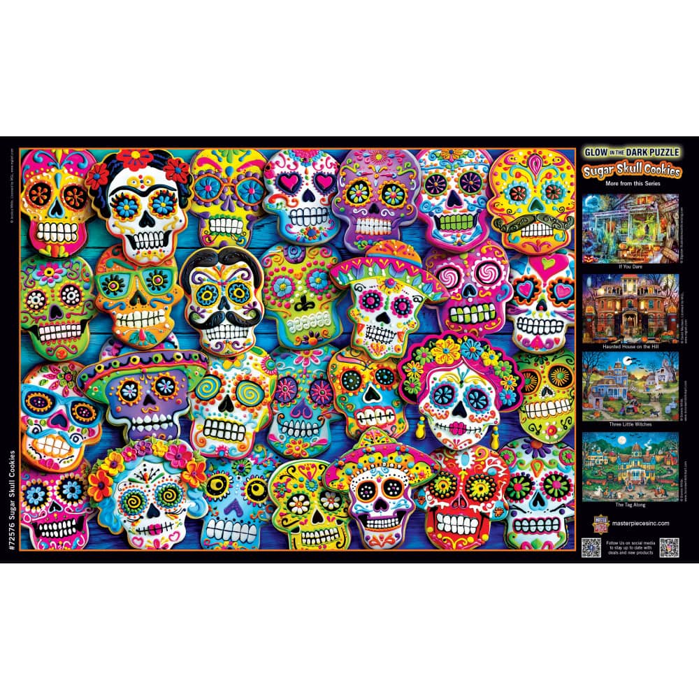 Glow in the Dark - Sugar Skull Cookies 1000 Piece Jigsaw Puzzle - Image 4
