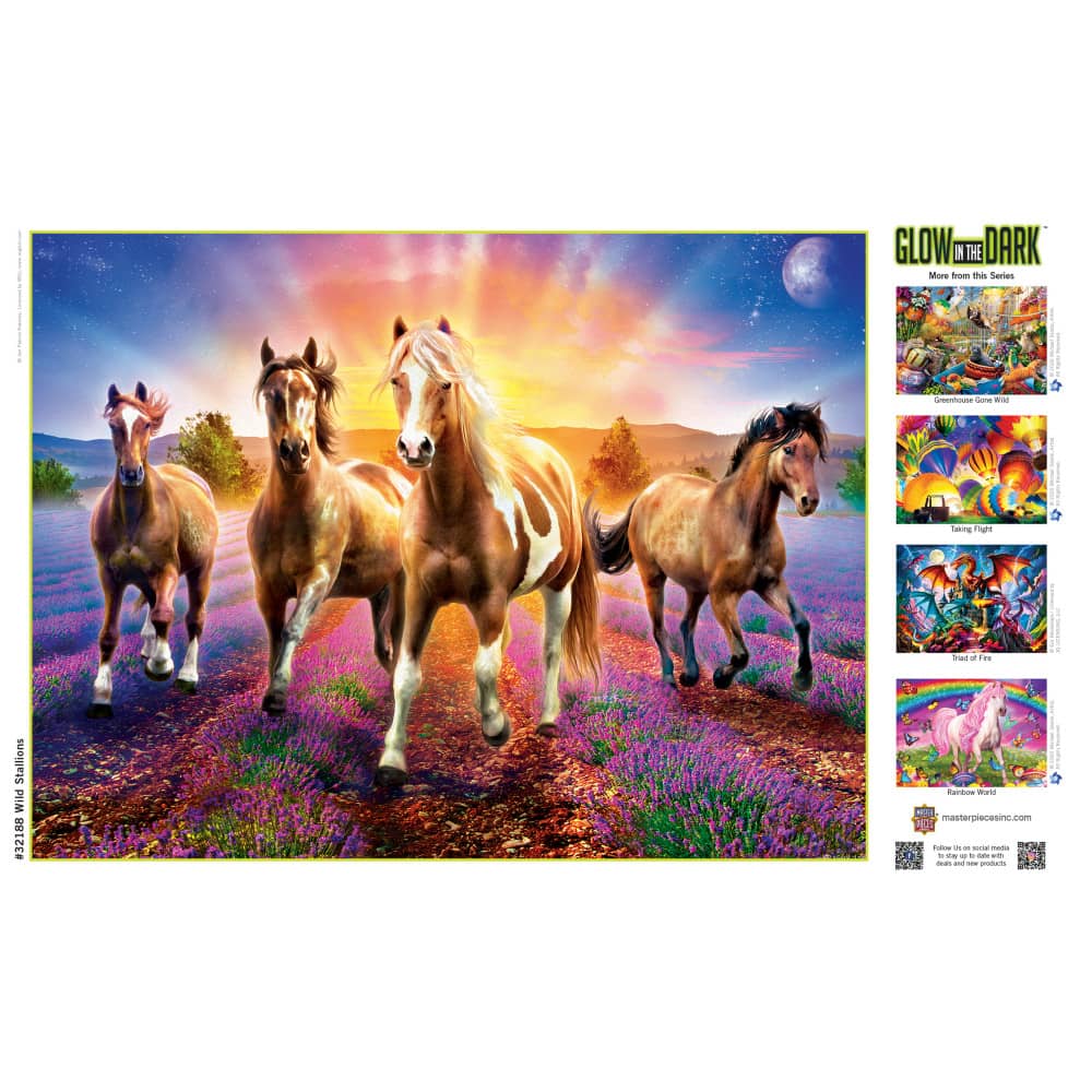 Glow in the Dark - Wild Stallions 300 Piece EZ Grip Jigsaw Puzzle - Image 4