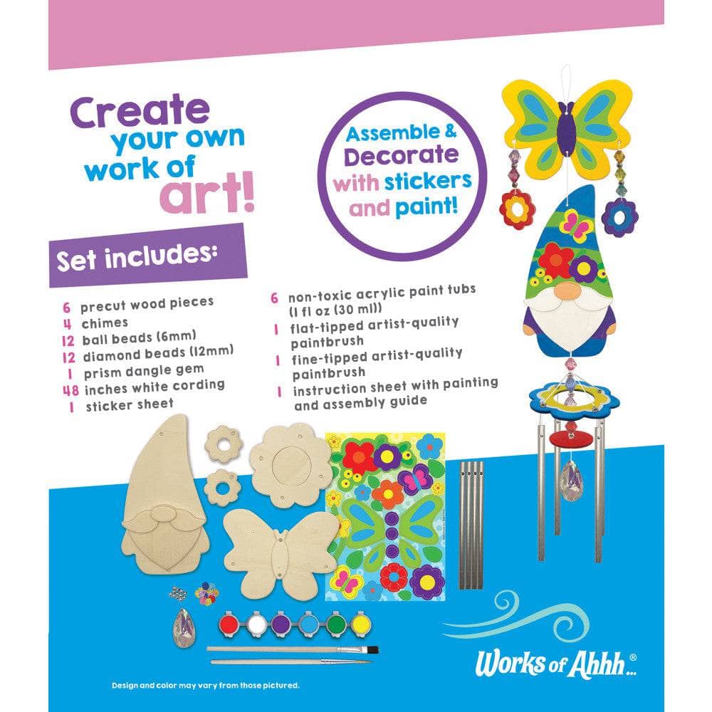 Gnome Garden Wind Chime Wood Craft & Paint Kit - Image 3