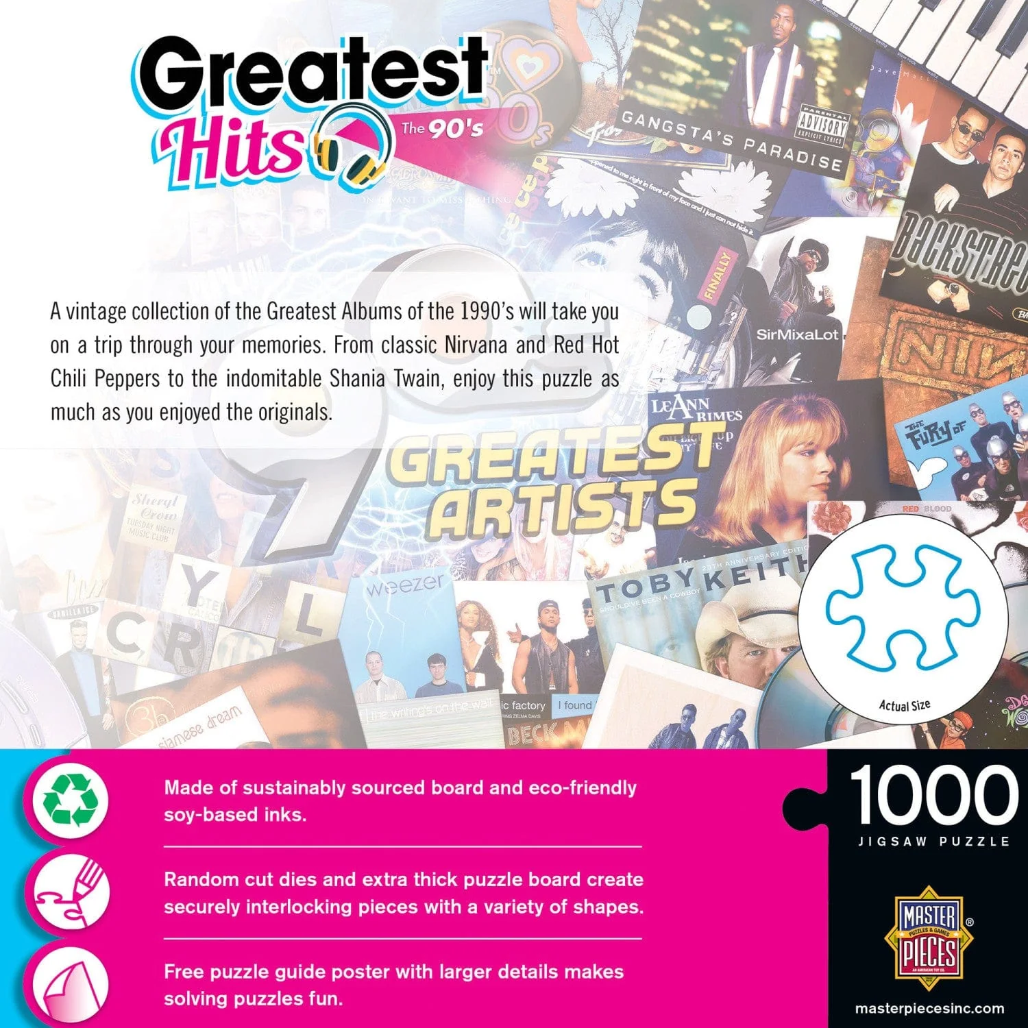 Greatest Hits - 90's Artists 1000 Piece Jigsaw Puzzle - Image 3