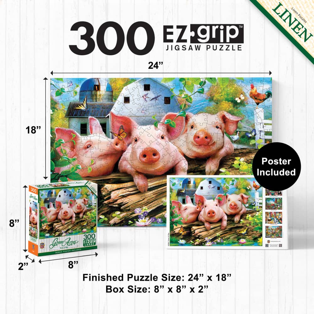 Green Acres - Three Lil' Pigs 300 Piece EZ Grip Jigsaw Puzzle - Image 5