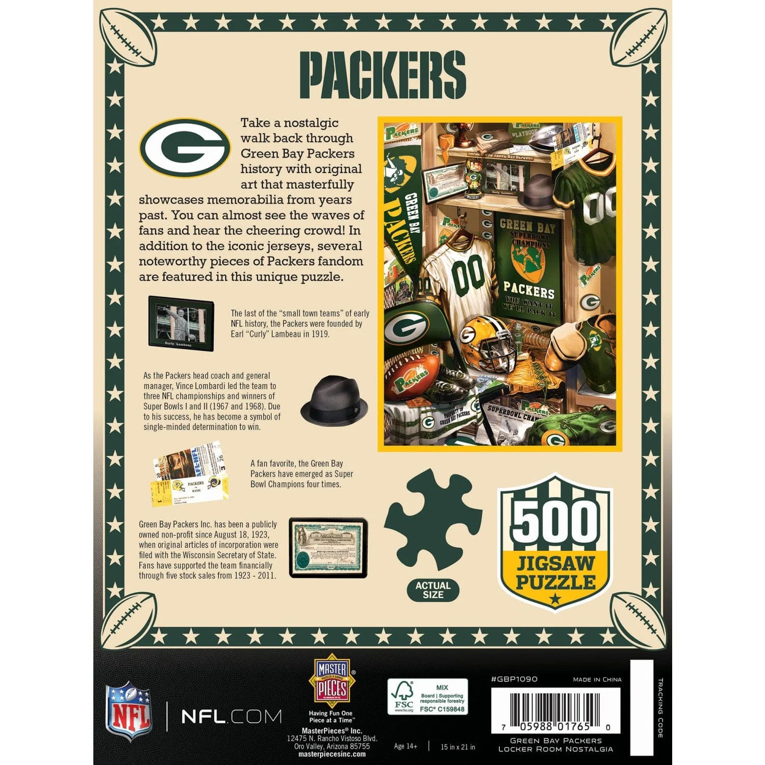Green Bay Packers - Locker Room 500 Piece Jigsaw Puzzle - Image 3