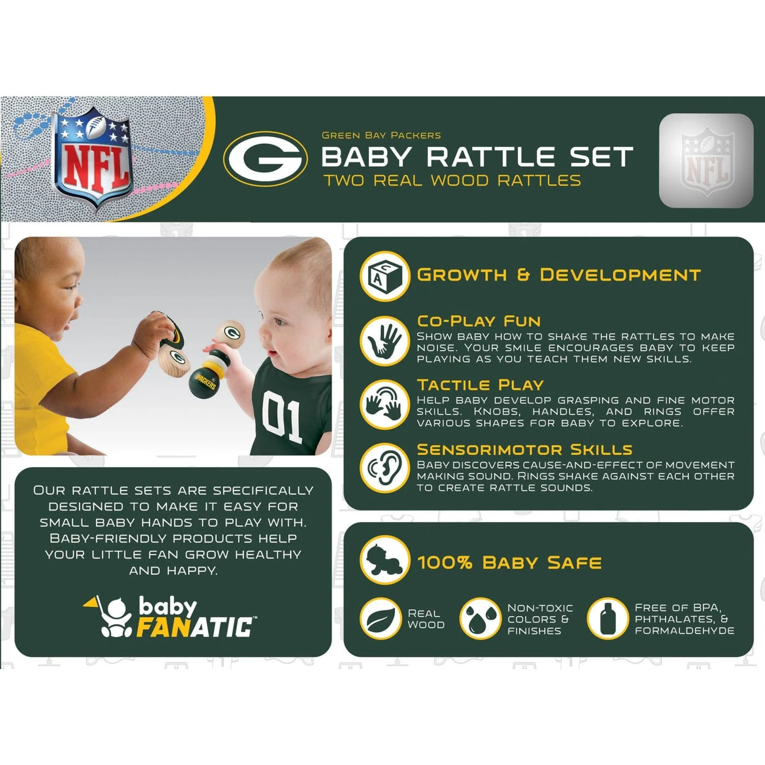 Green Bay Packers - Baby Rattles 2-Pack - Image 3