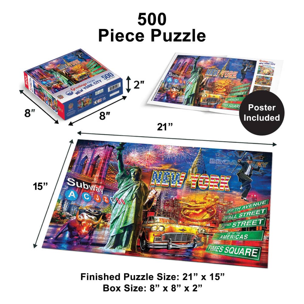 Greetings From New York City - 550 Piece Jigsaw Puzzle - Image 5