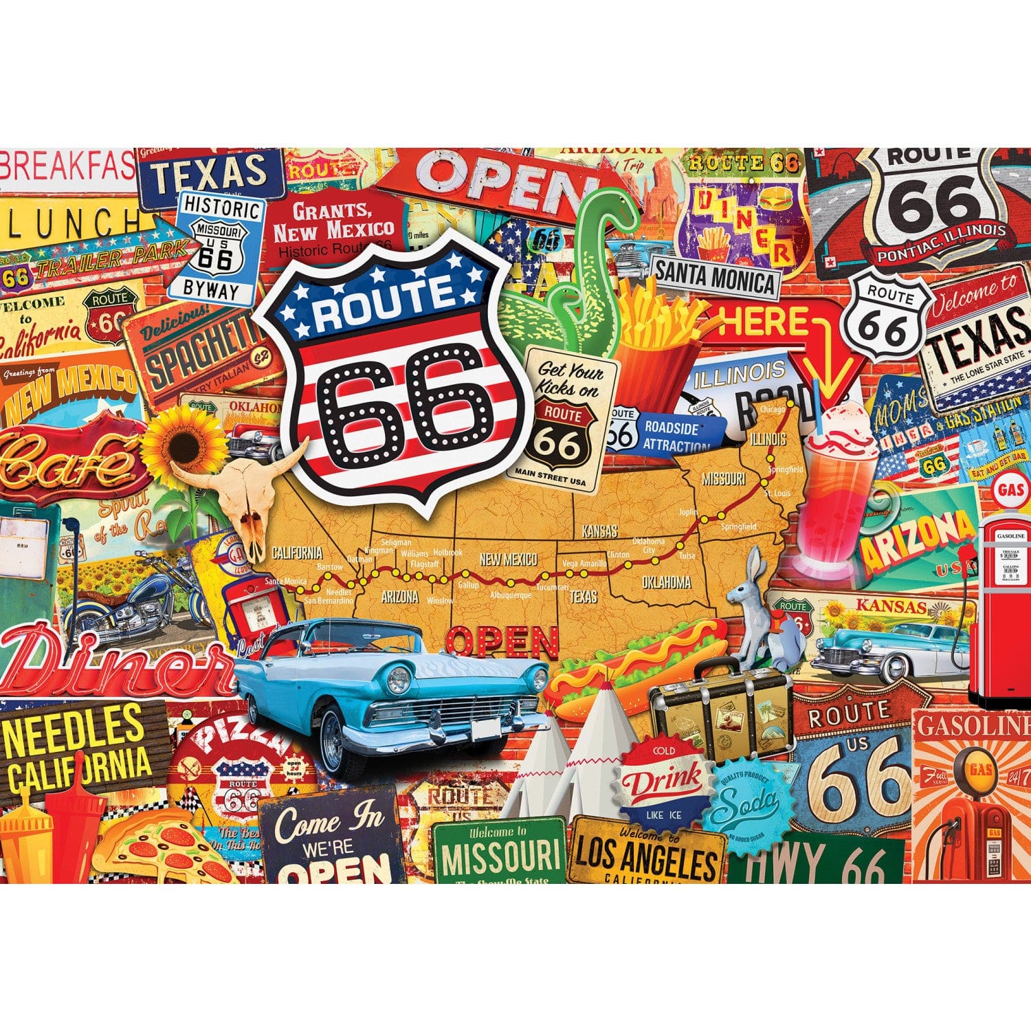 Greetings From Route 66 - 500 Piece Jigsaw Puzzle - Image 2