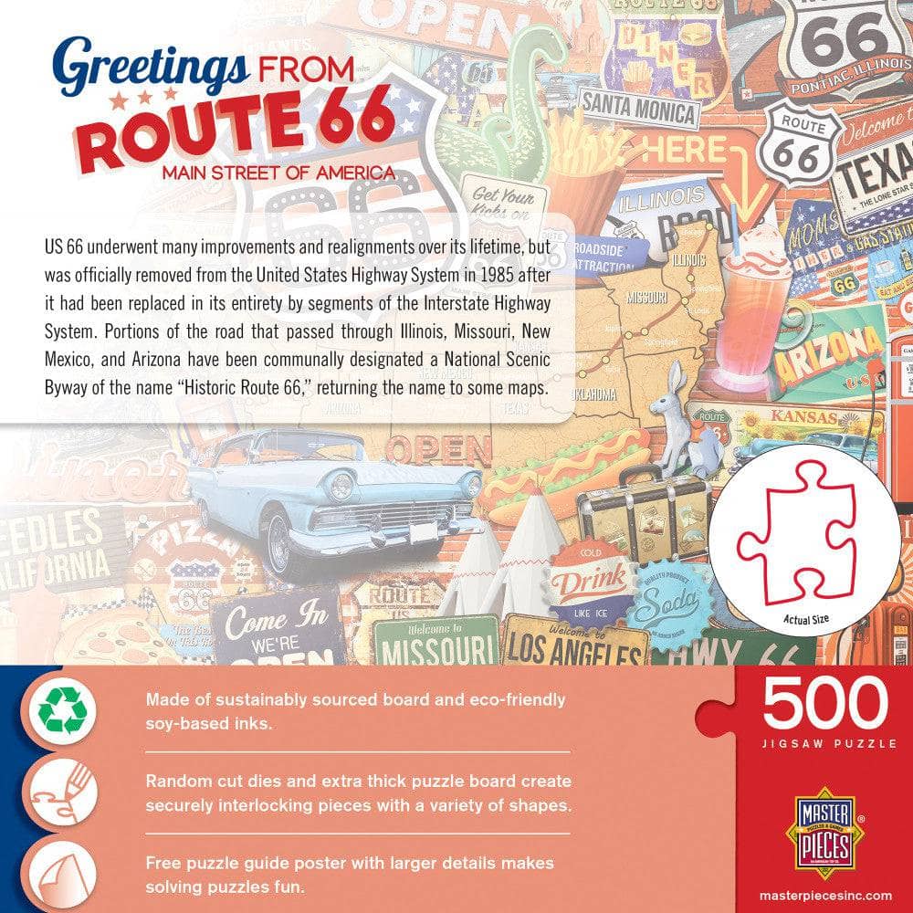Greetings From Route 66 - 500 Piece Jigsaw Puzzle - Image 3