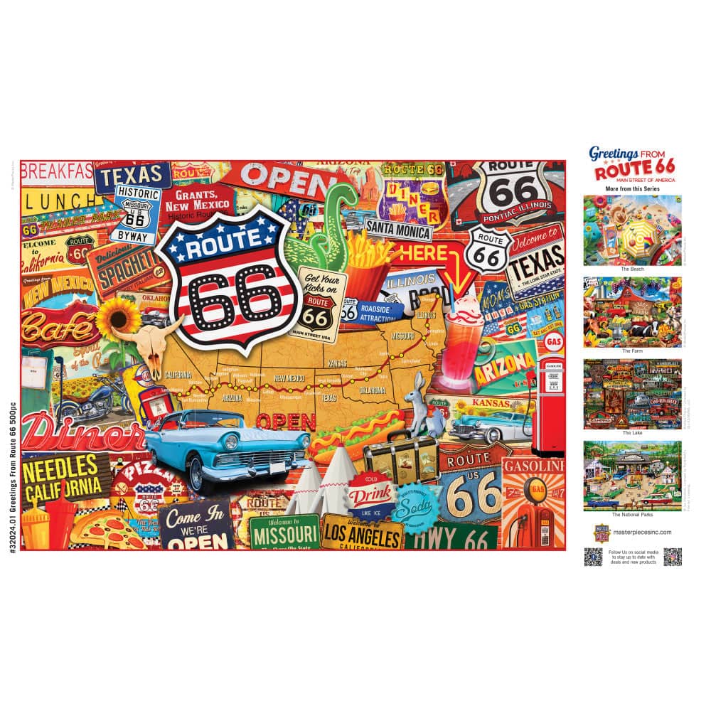 Greetings From Route 66 - 500 Piece Jigsaw Puzzle - Image 4