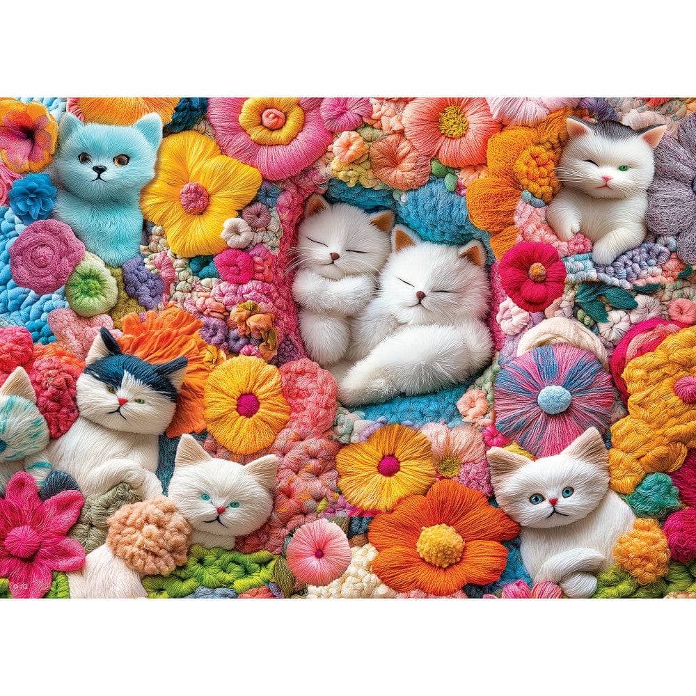 Handcrafted Menagerie - Cozy Cat Bouquet 1000 Piece Jigsaw Puzzle - Image 2