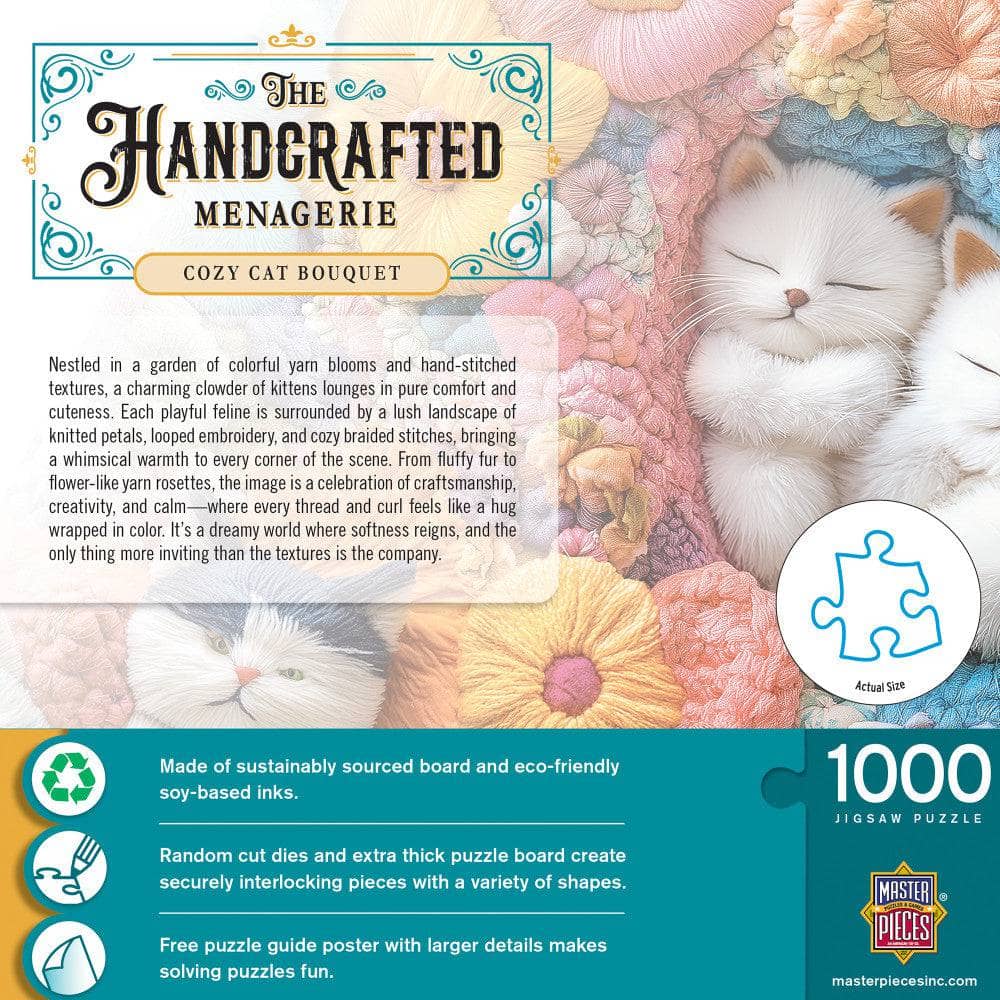 Handcrafted Menagerie - Cozy Cat Bouquet 1000 Piece Jigsaw Puzzle - Image 3