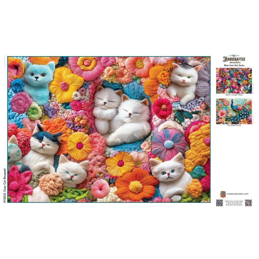 Handcrafted Menagerie - Cozy Cat Bouquet 1000 Piece Jigsaw Puzzle - Image 4