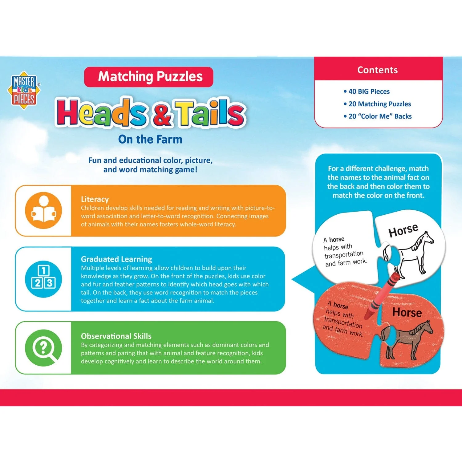 Heads & Tails On the Farm Matching Jigsaw Puzzles - Image 3