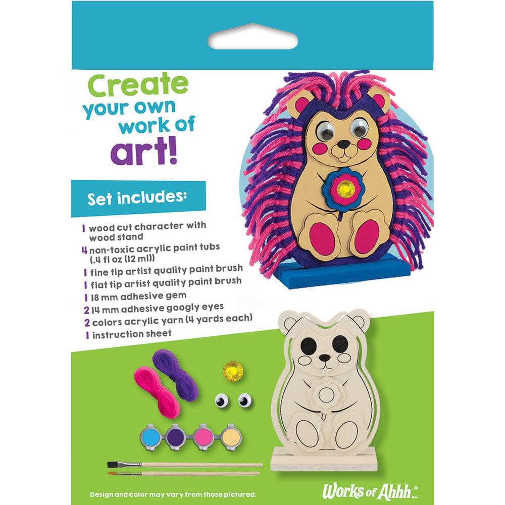 Hedgehog - Wood Yarn Wrapping Craft & Paint Kit - Image 3