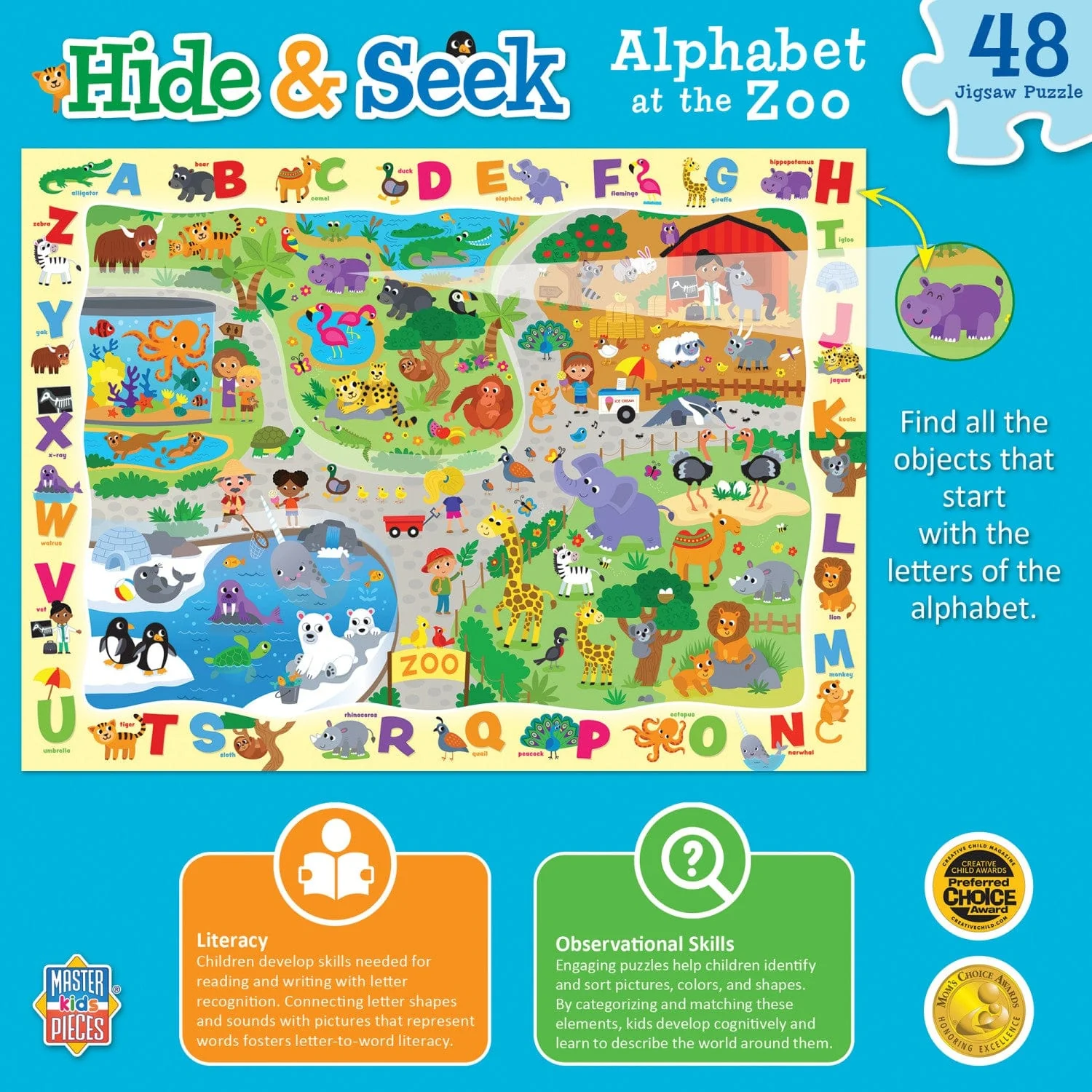 Hide & Seek - Alphabet at the Zoo 48 Piece Jigsaw Puzzle - Image 3