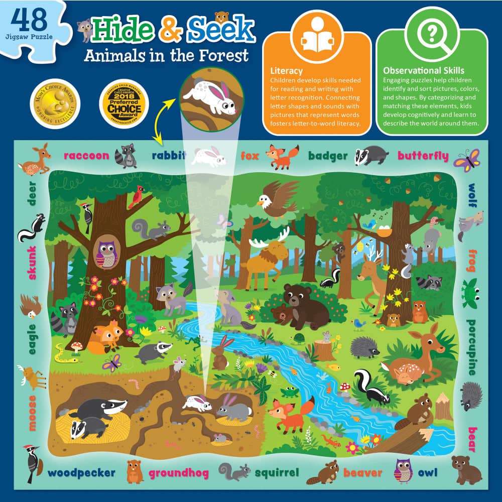 Hide & Seek - Animals in the Forest 48 Piece Jigsaw Puzzle - Image 3