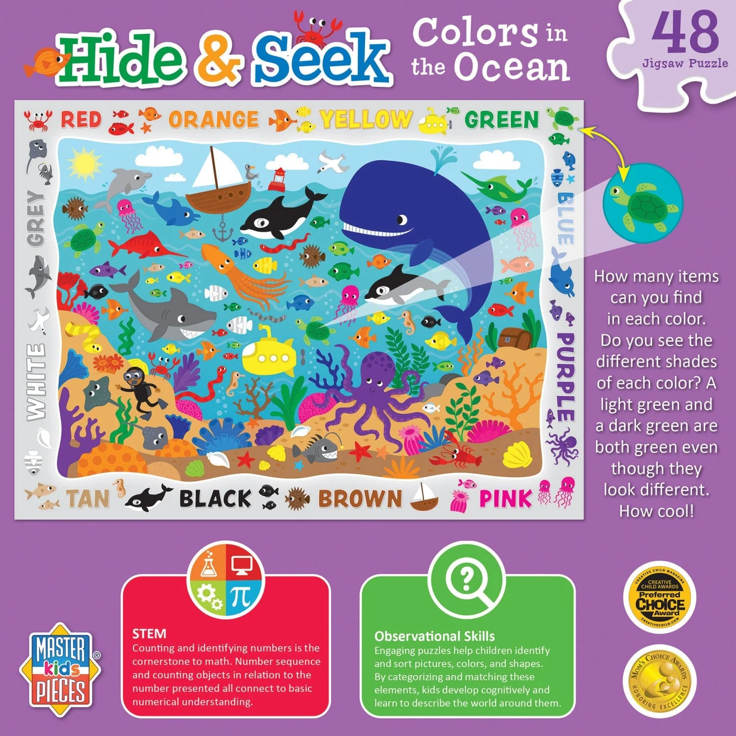 Hide & Seek - Colors in the Ocean 48 Piece Jigsaw Puzzle - Image 3
