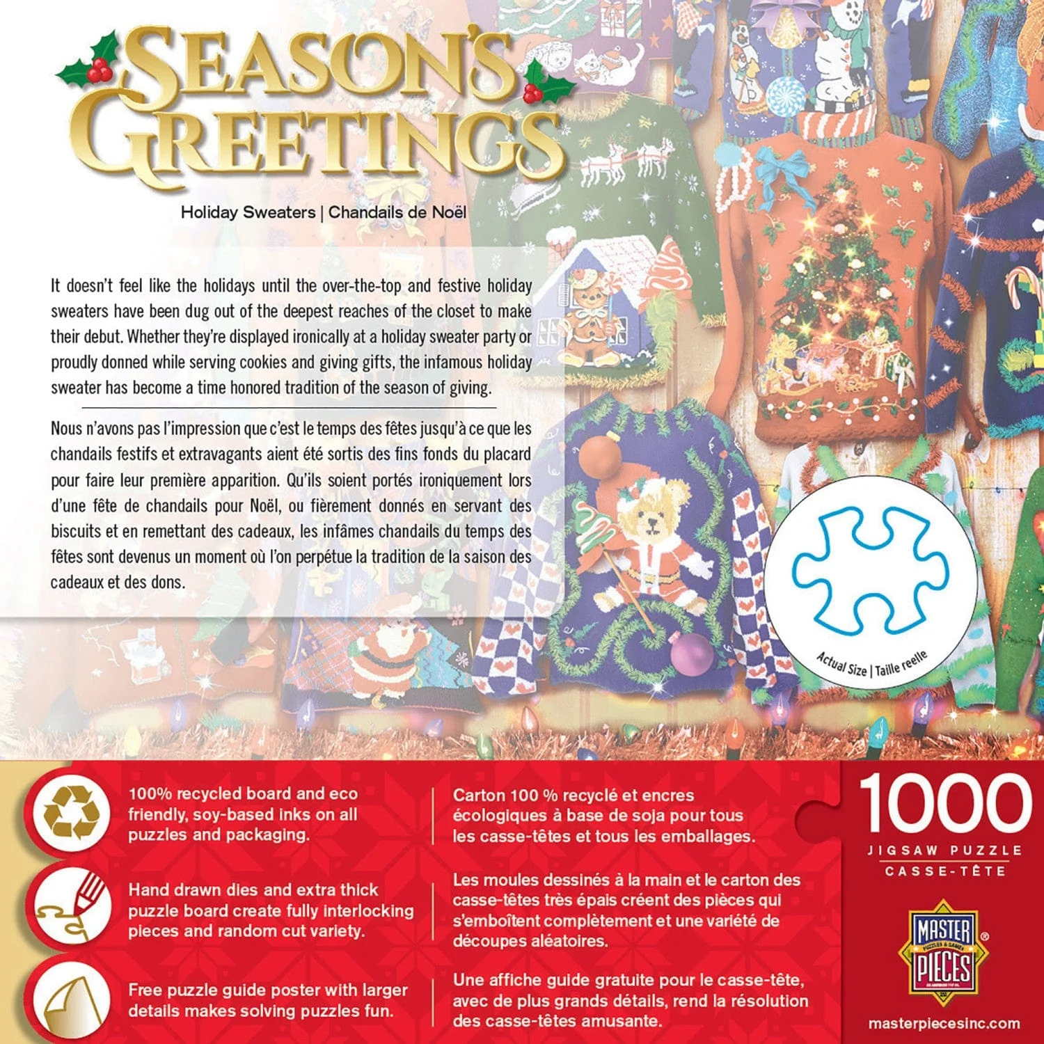 Season's Greetings - Holiday Sweaters 1000 Piece Jigsaw Puzzle - Image 3