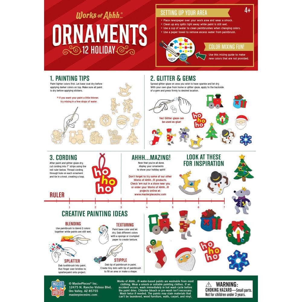 12 Holiday Ornaments Wood Craft & Paint Kit - Image 4