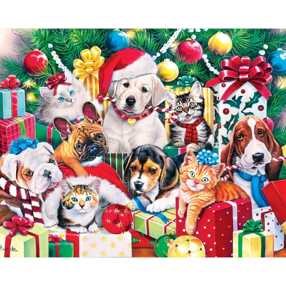 Holiday Puppies & Kitties 4-Pack 100 Piece Jigsaw Puzzles - Image 4