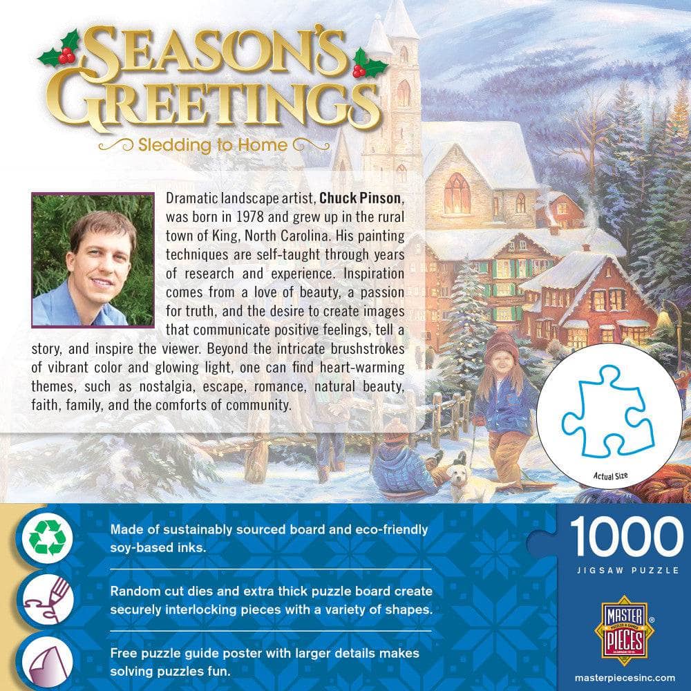 Season's Greetings - Sledding Home 1000 Piece Jigsaw Puzzle - Image 3