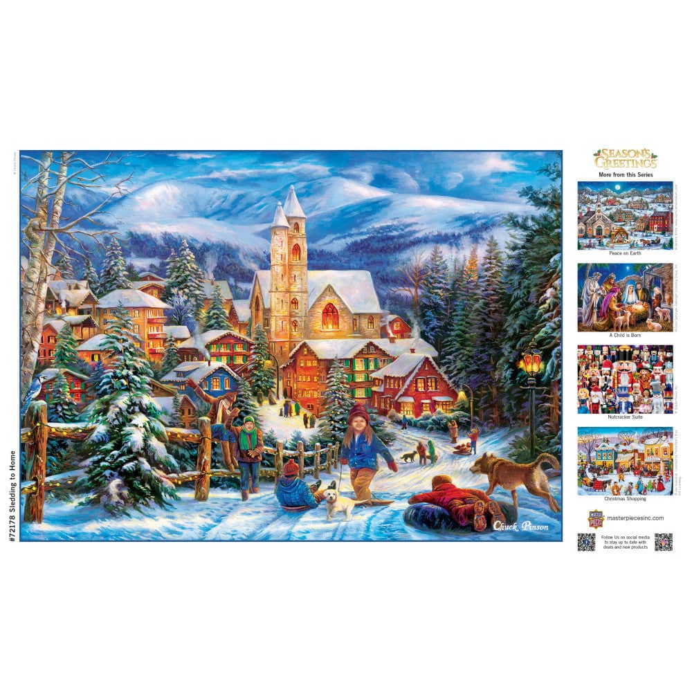Season's Greetings - Sledding Home 1000 Piece Jigsaw Puzzle - Image 4