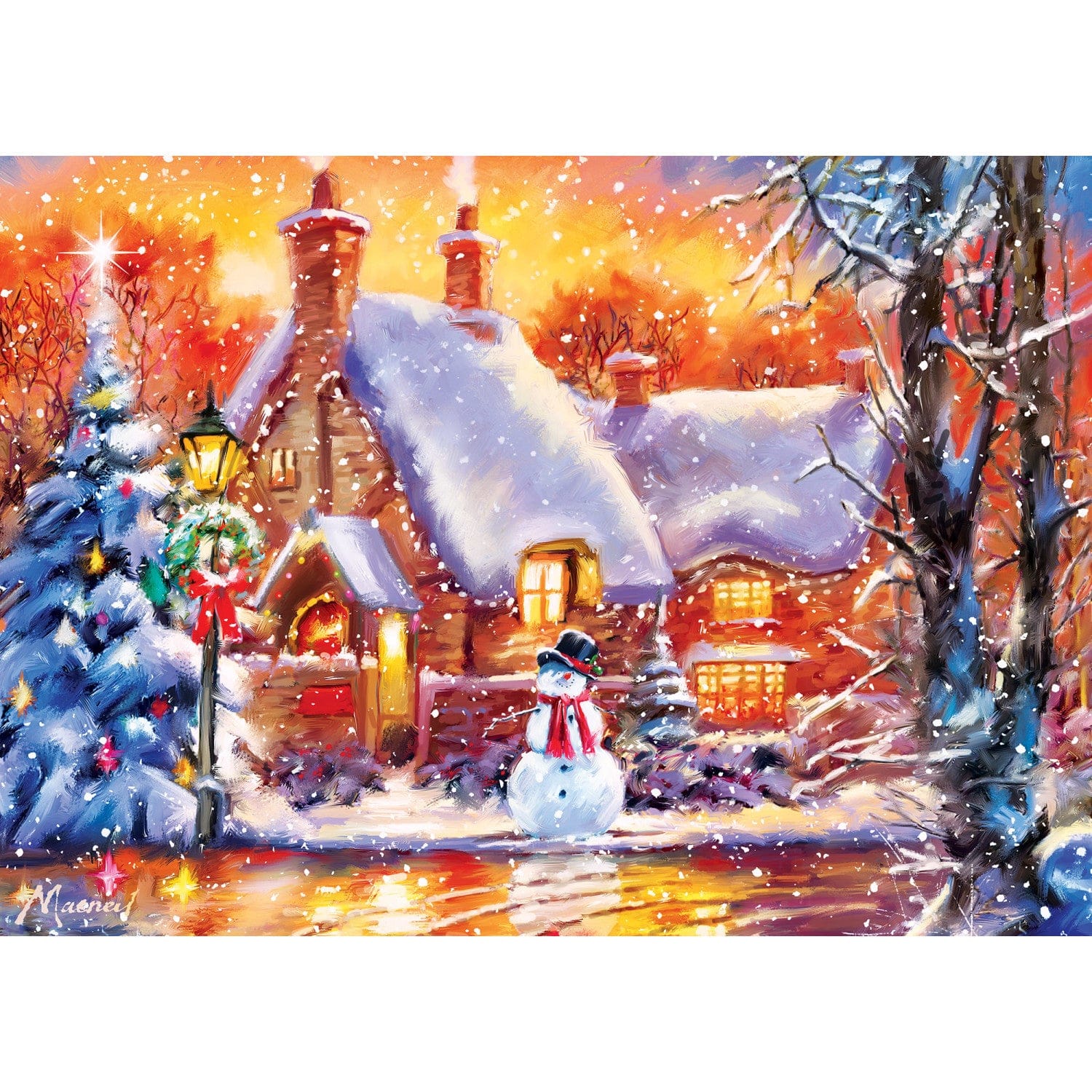 Sparkle & Shine - Snowman Cottage 500 Piece Glitter Jigsaw Puzzle - Image 2