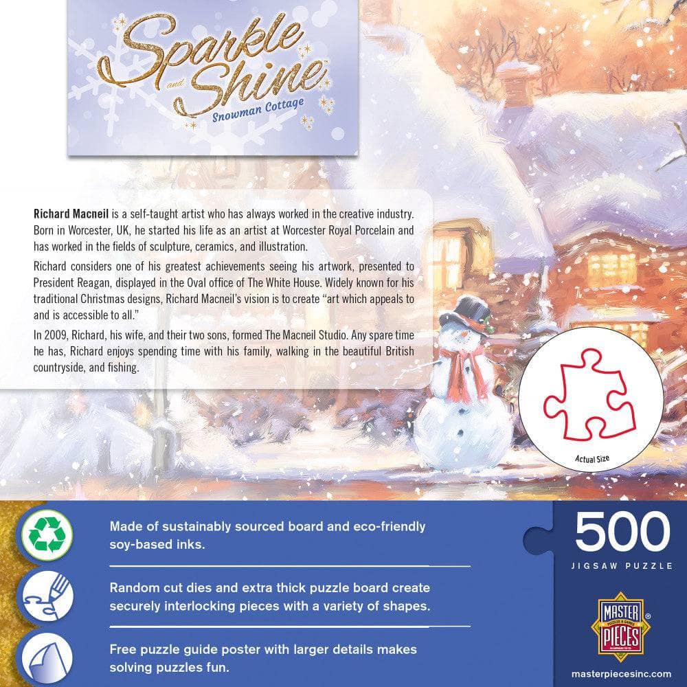 Sparkle & Shine - Snowman Cottage 500 Piece Glitter Jigsaw Puzzle - Image 3