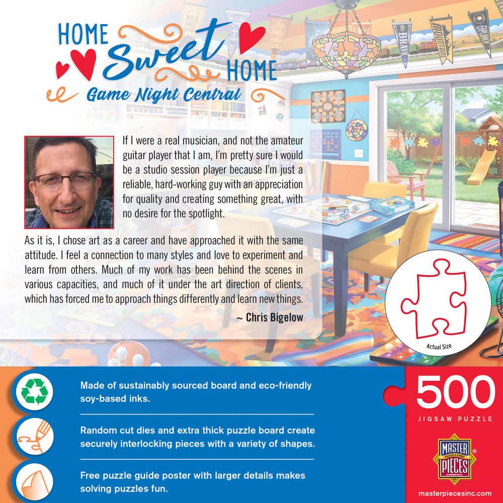 Home Sweet Home - Game Night Central 500 Piece Jigsaw Puzzle - Image 3
