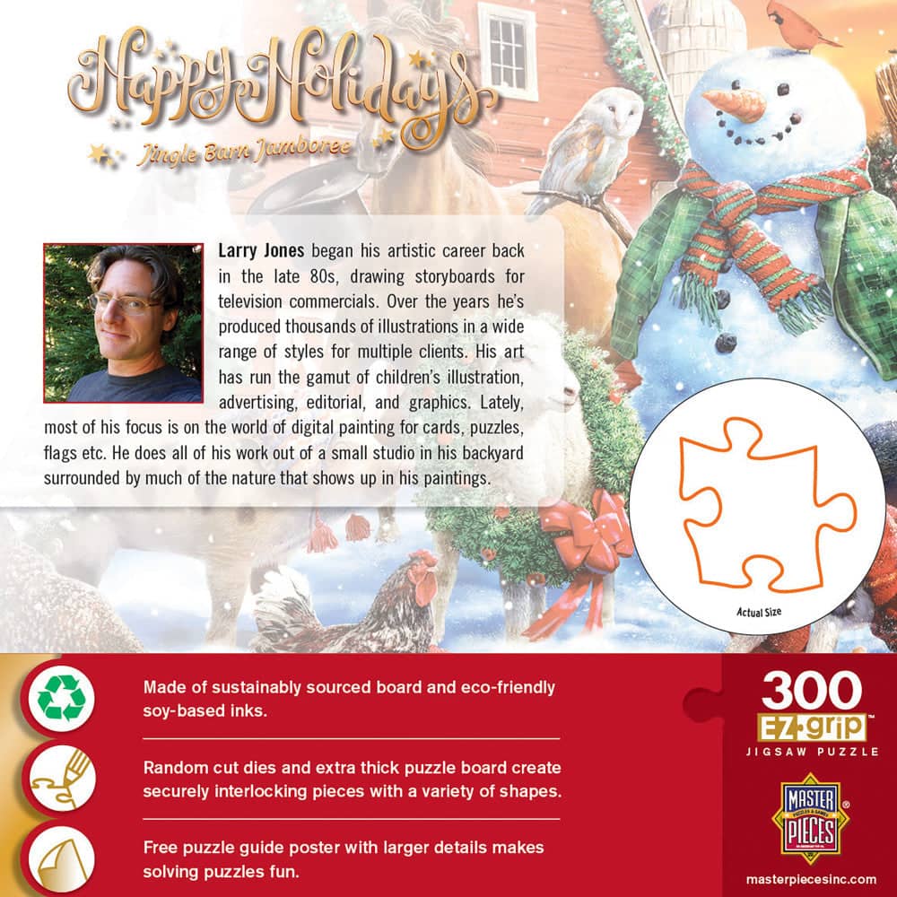 Happy Holidays - Jingle Barn Jamboree 300 Piece EZ Grip Jigsaw Puzzle - Image 3