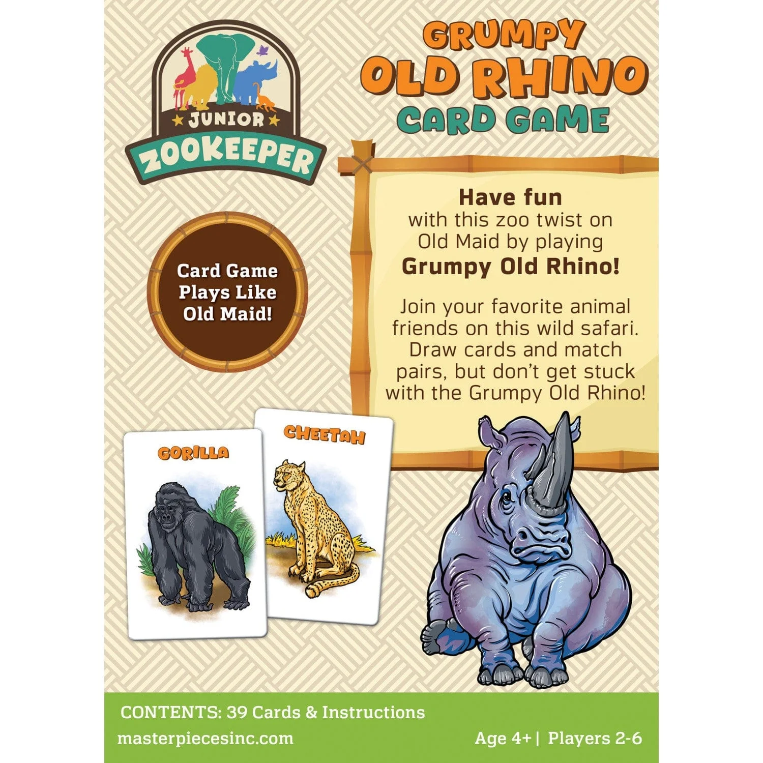 Jr. Zookeeper Grumpy Old Rhino Card Game - Image 3
