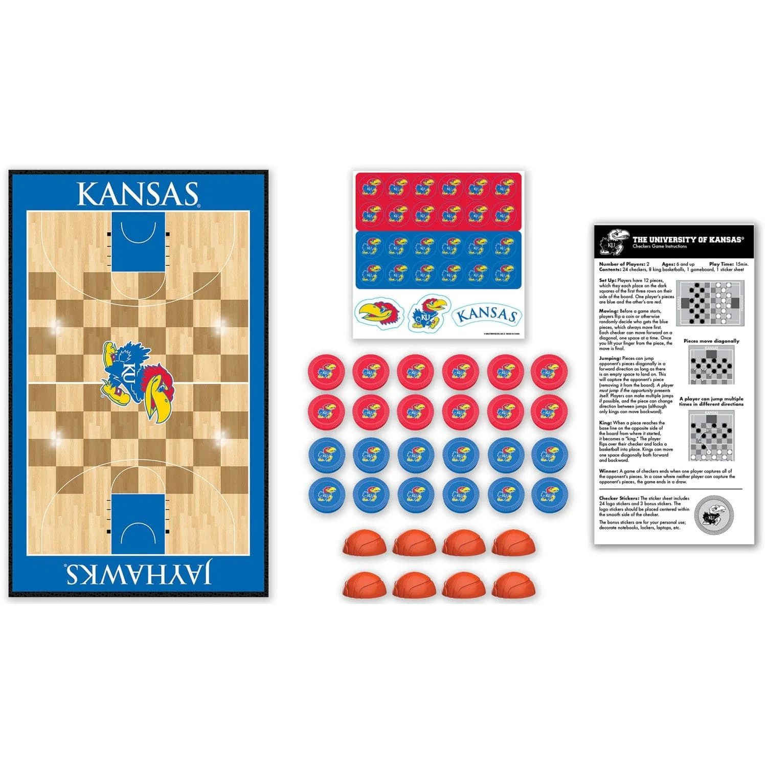 Kansas Jayhawks Checkers Board Game - Image 2