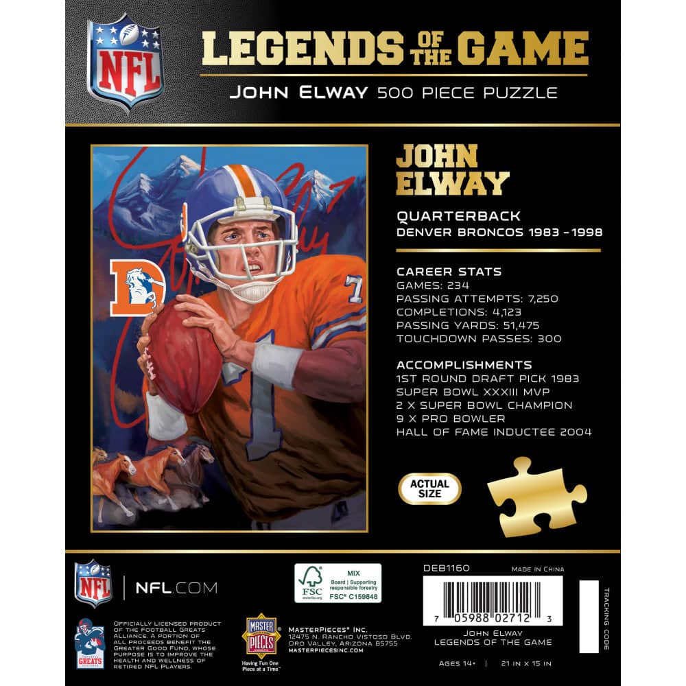 Legends of the Game - John Elway 500 Piece Jigsaw Puzzle - Image 3