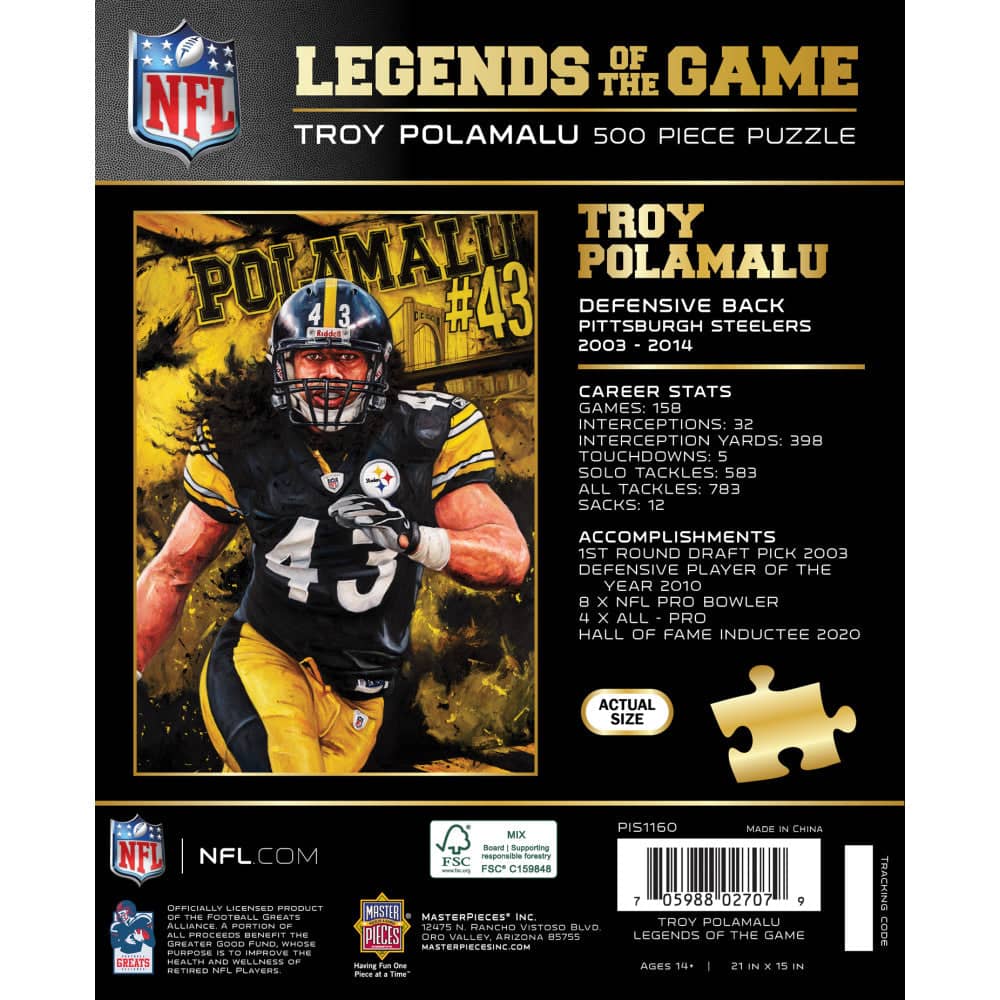 Legends of the Game - Troy Polamalu 500 Piece Jigsaw Puzzle - Image 3