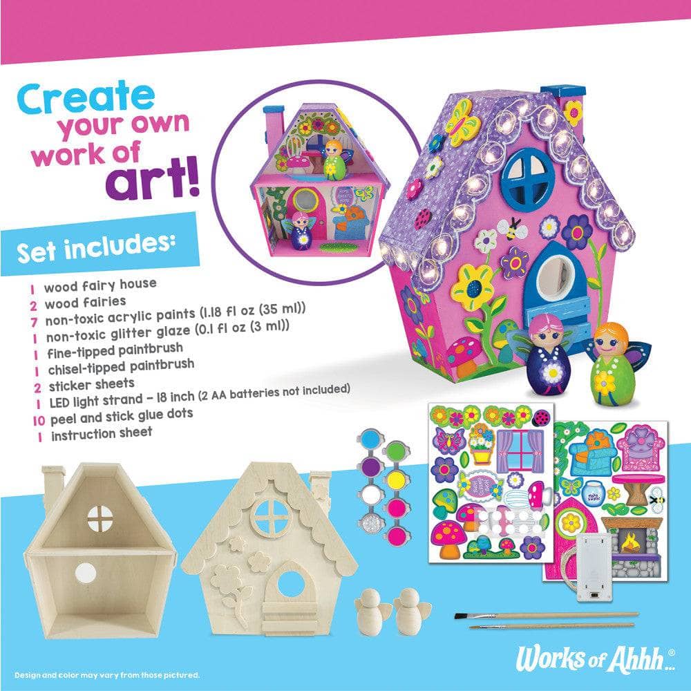 Light-Up Fairy House Wood Craft & Paint Kit - Image 3