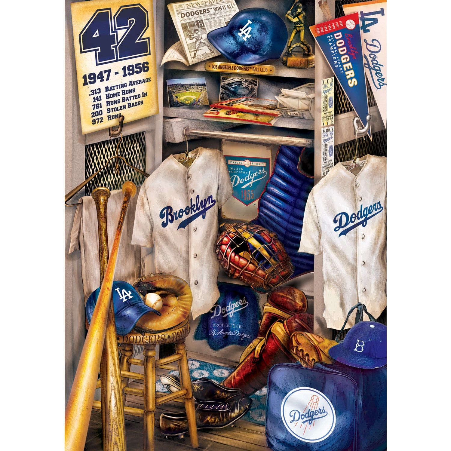 Los Angeles Dodgers - Locker Room 500 Piece Jigsaw Puzzle - Image 2
