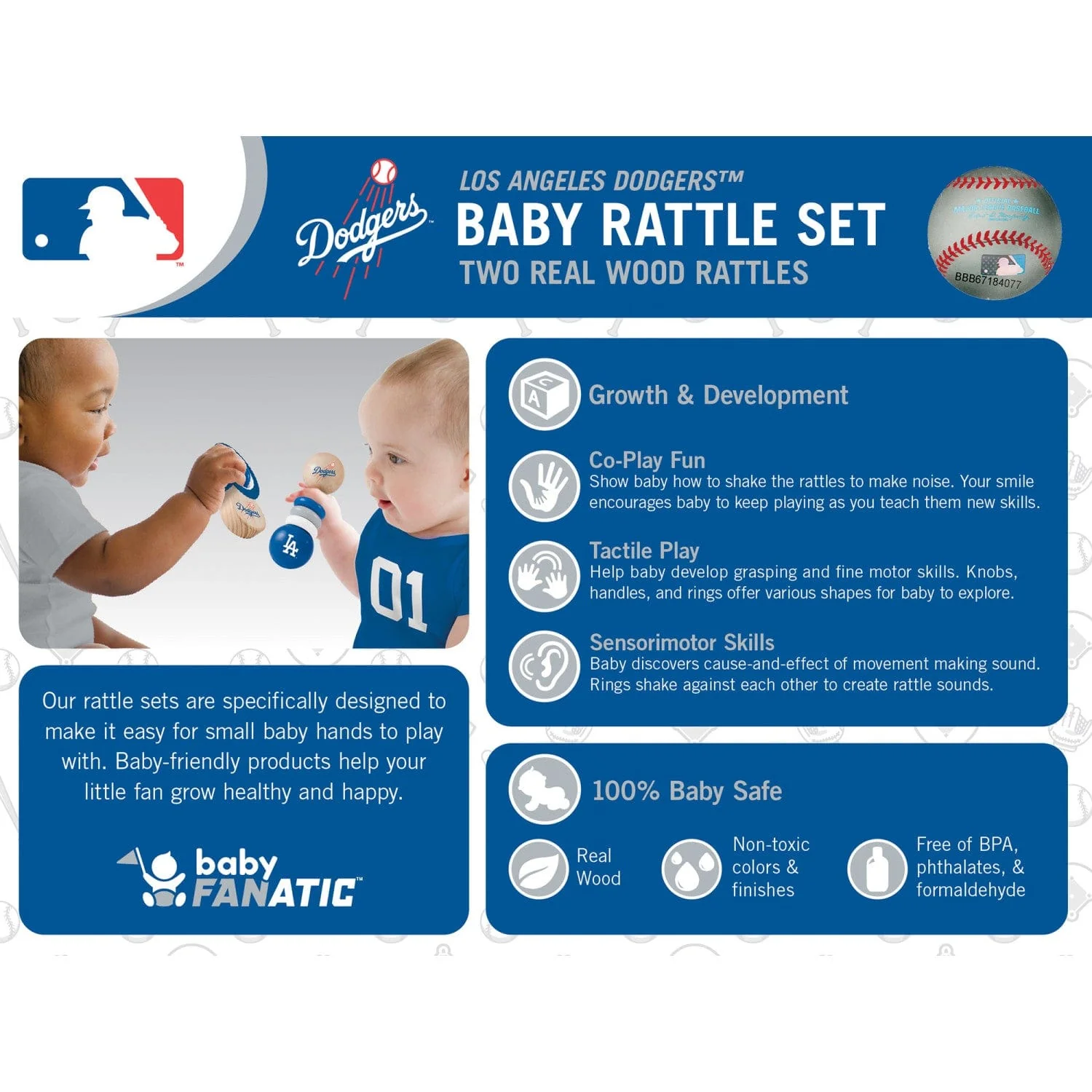 Los Angeles Dodgers - Baby Rattles 2-Pack - Image 3