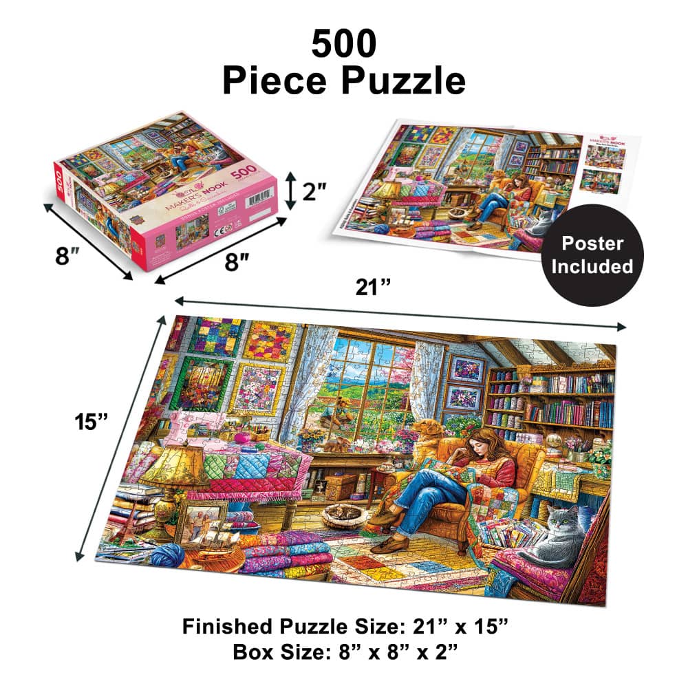 Maker's Nook - Quilts & Cucumbers 500 Piece Jigsaw Puzzle - Image 5