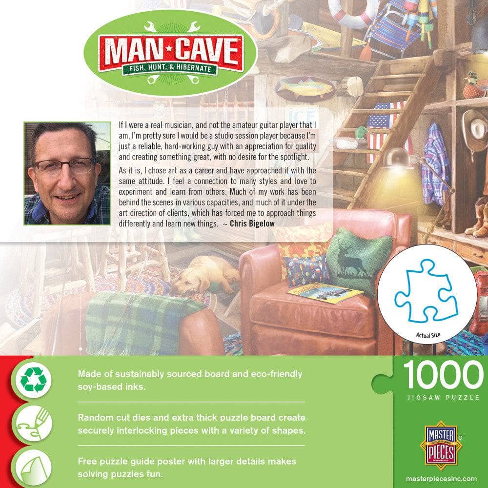 Man Cave - Fish, Hunt, & Hibernate 1000 Piece Jigsaw Puzzle - Image 3