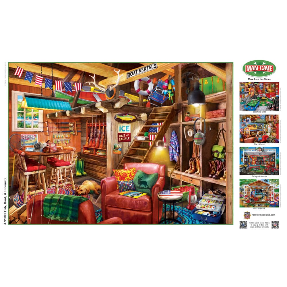 Man Cave - Fish, Hunt, & Hibernate 1000 Piece Jigsaw Puzzle - Image 4