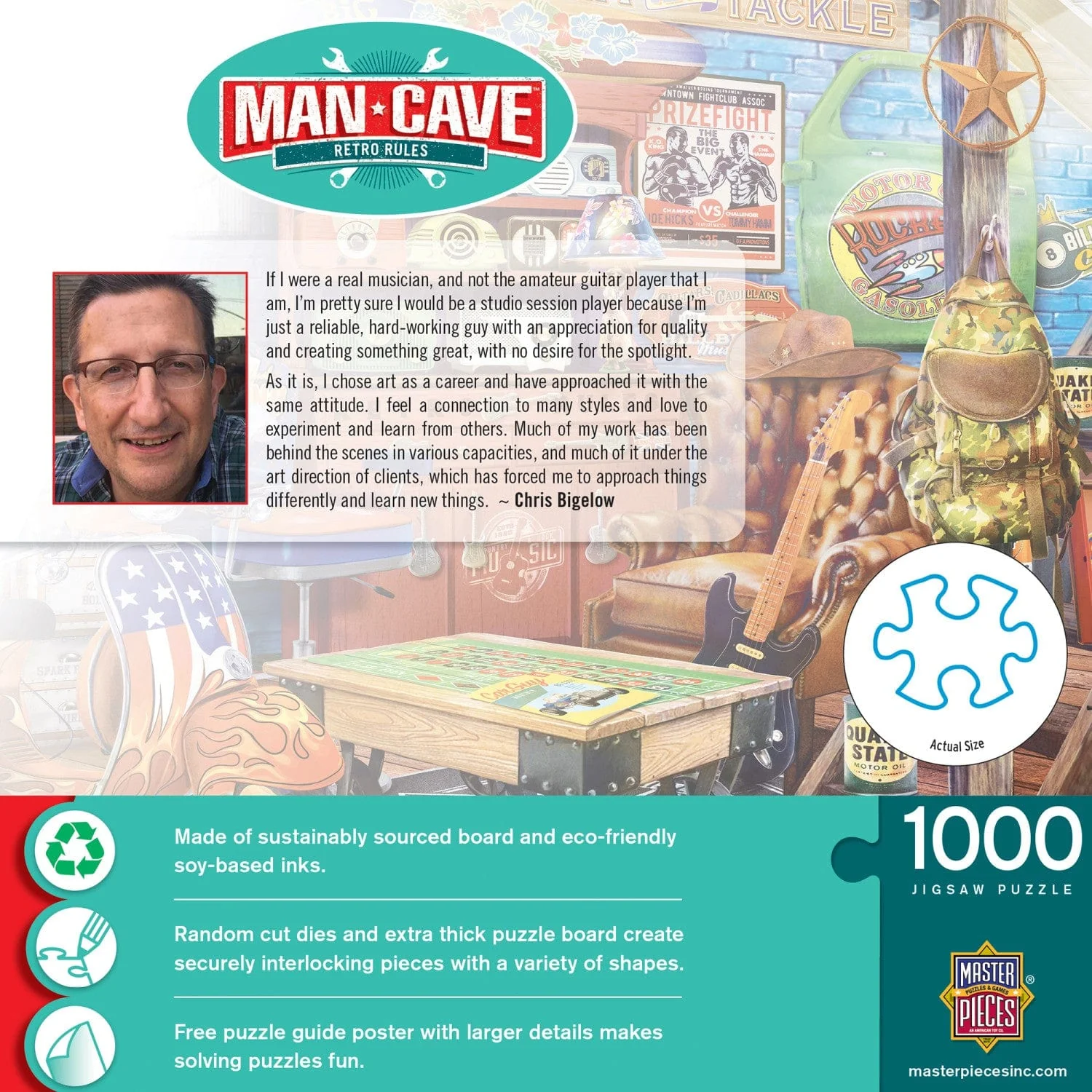 Man Cave - Retro Rules 1000 Piece Jigsaw Puzzle - Image 3