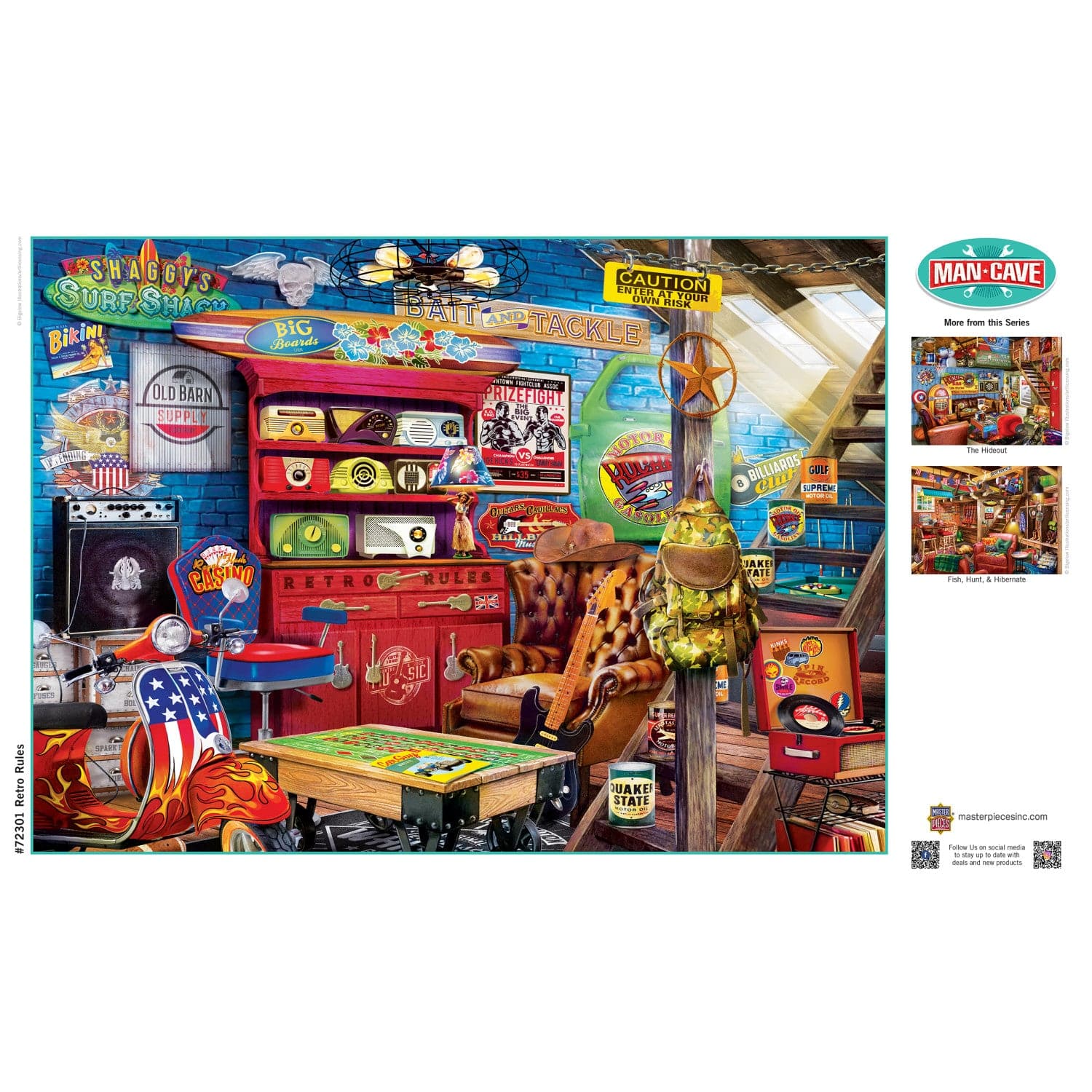 Man Cave - Retro Rules 1000 Piece Jigsaw Puzzle - Image 4