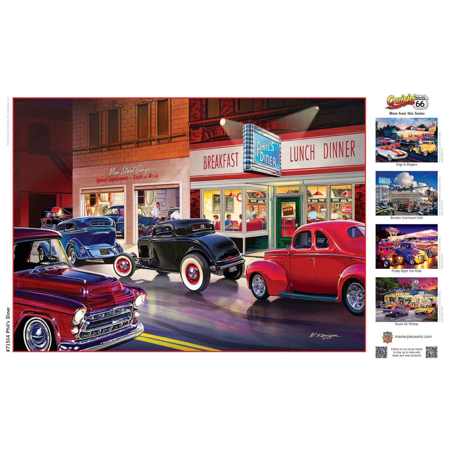 Cruisin' Route 66 - Phil's Diner 1000 Piece Jigsaw Puzzle - Image 4