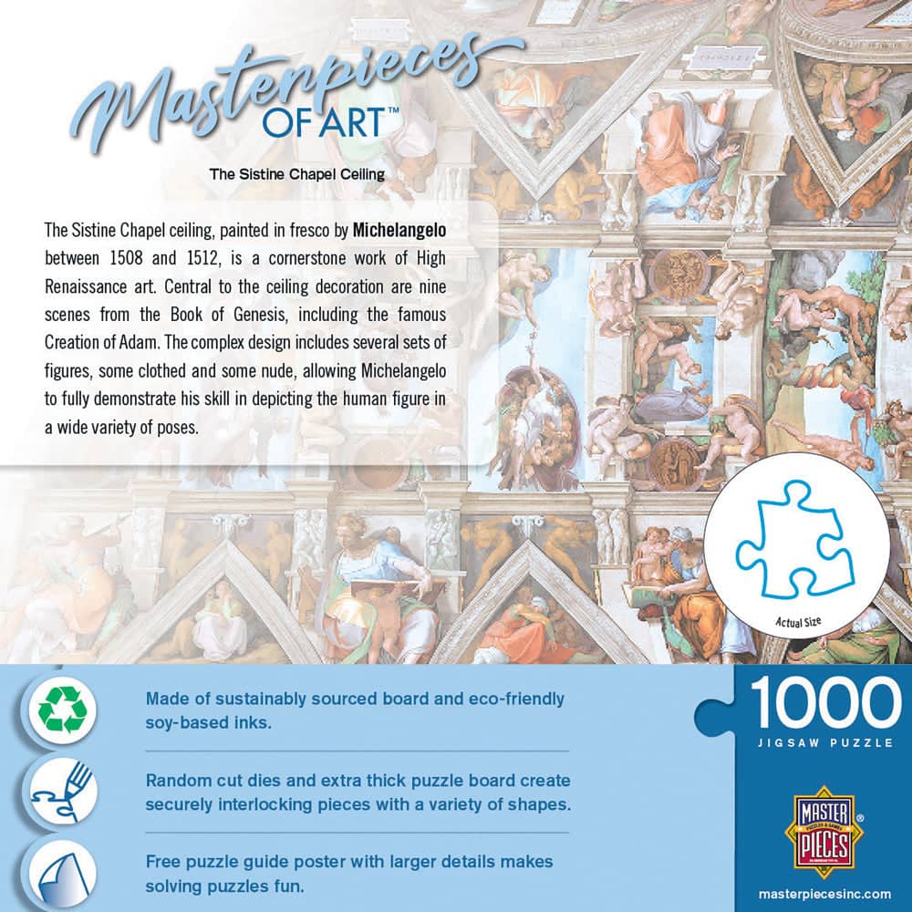 MasterPieces of Art - The Sistine Chapel Ceiling 1000 Piece Jigsaw Puzzle - Image 3