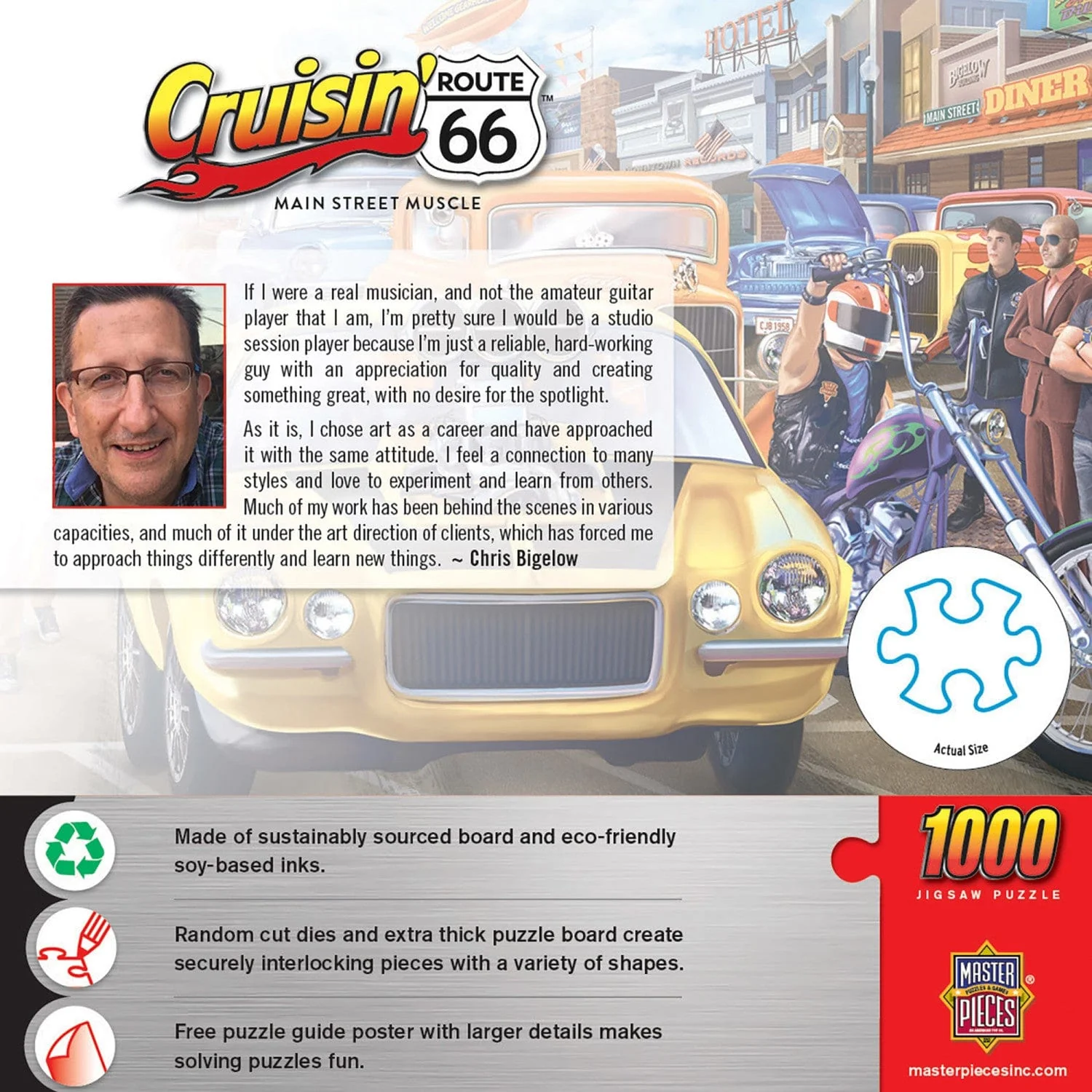 Cruisin' Route 66 - Main Street Muscle 1000 Piece Jigsaw Puzzle - Image 3