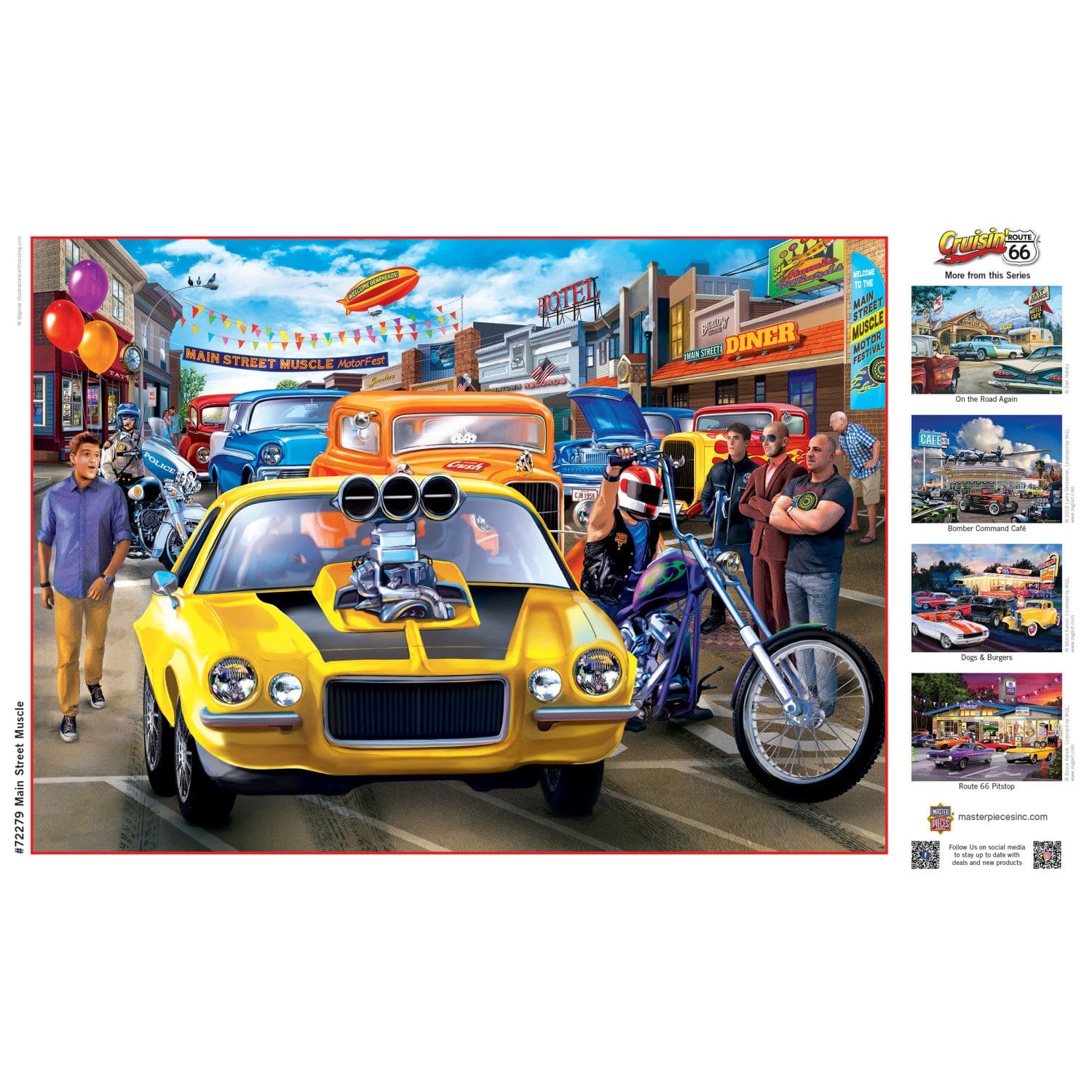 Cruisin' Route 66 - Main Street Muscle 1000 Piece Jigsaw Puzzle - Image 4